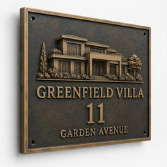 Personalized bronze address plaque for home, gate, or fence