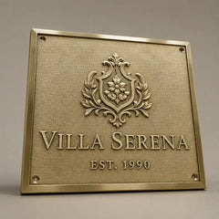 Custom engraved brass plaque with personalized text