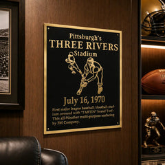 Personalized brass plaque in black and gold or all gold engraved finish