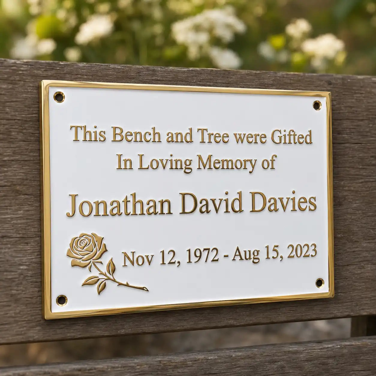 Custom memorial brass plaque for honoring loved ones