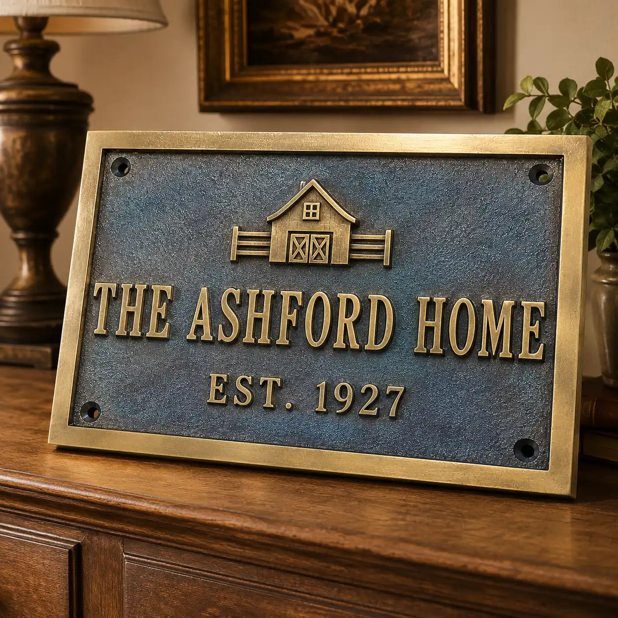 Custom oil rubbed bronze house number plaque made from solid brass