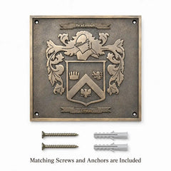 Vintage Bronze Plaque alongside included mounting hardware for secure wall installation.