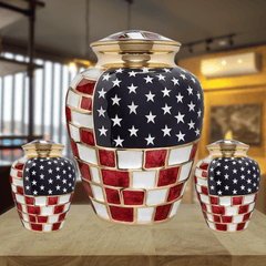 Burial Cremation Patriotic American Flag Urn for Ashes 07