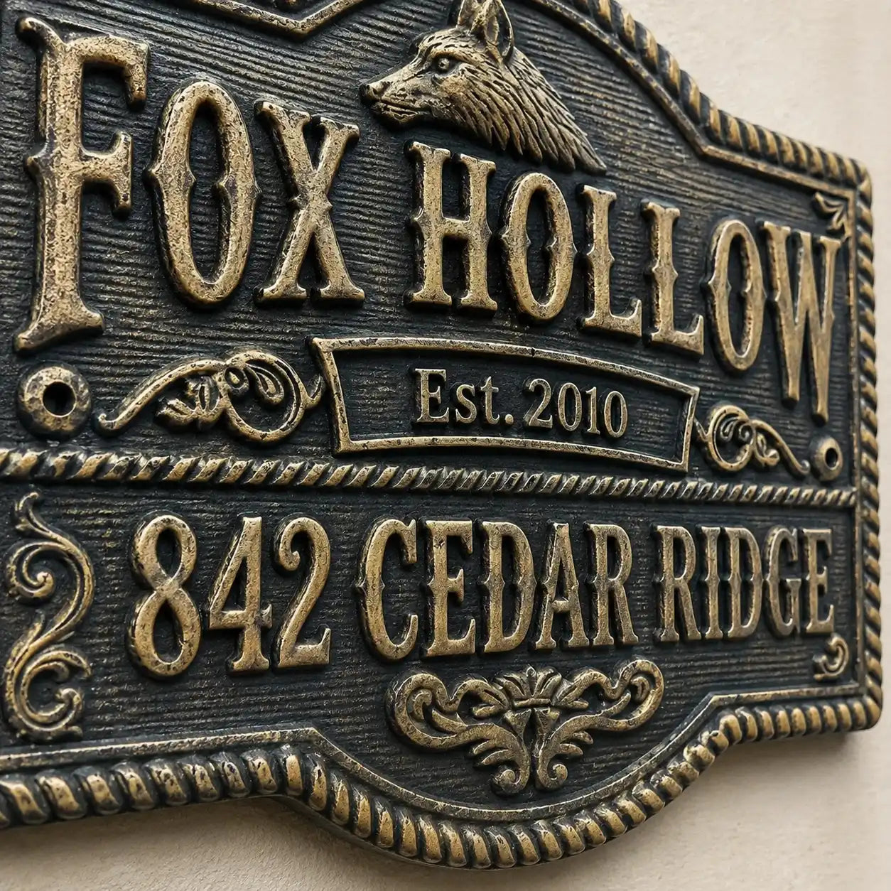 Custom bronze 3D plaque with raised engraved text