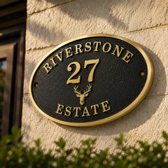 Engraved bronze house number plaque for home address display