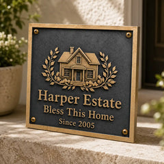 Handcrafted brass plaque with personalized engraving for wall display