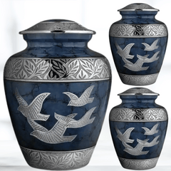 Urna de cremación para cenizas con paloma azul oscuro 06