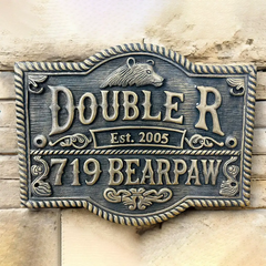 Brass 3D house address plaque