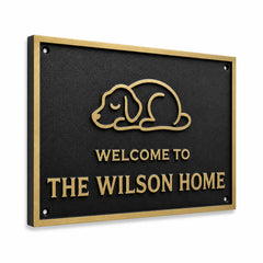 Decorative brass house number sign with engraving