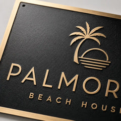 Personalized solid brass house number plaque with custom engraved address for your home