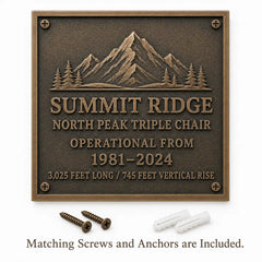 Custom Personalized Bronze Plaque shown with matching screws and wall anchors on a clean background.