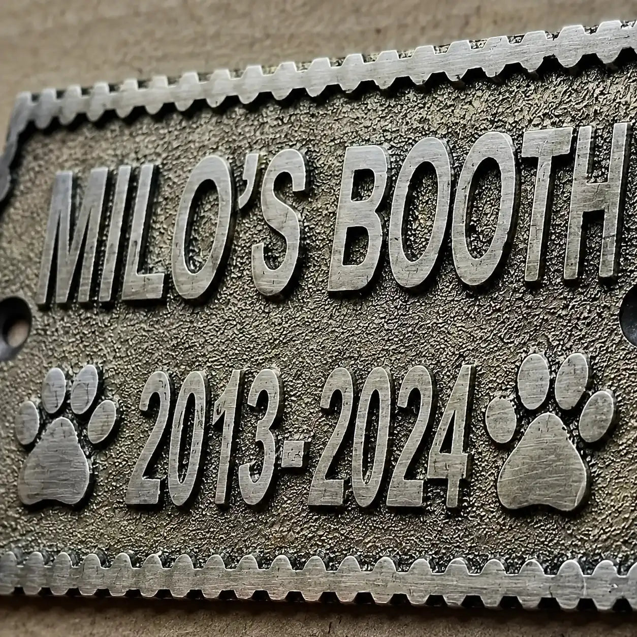 Personalized brass door name plate with custom text
