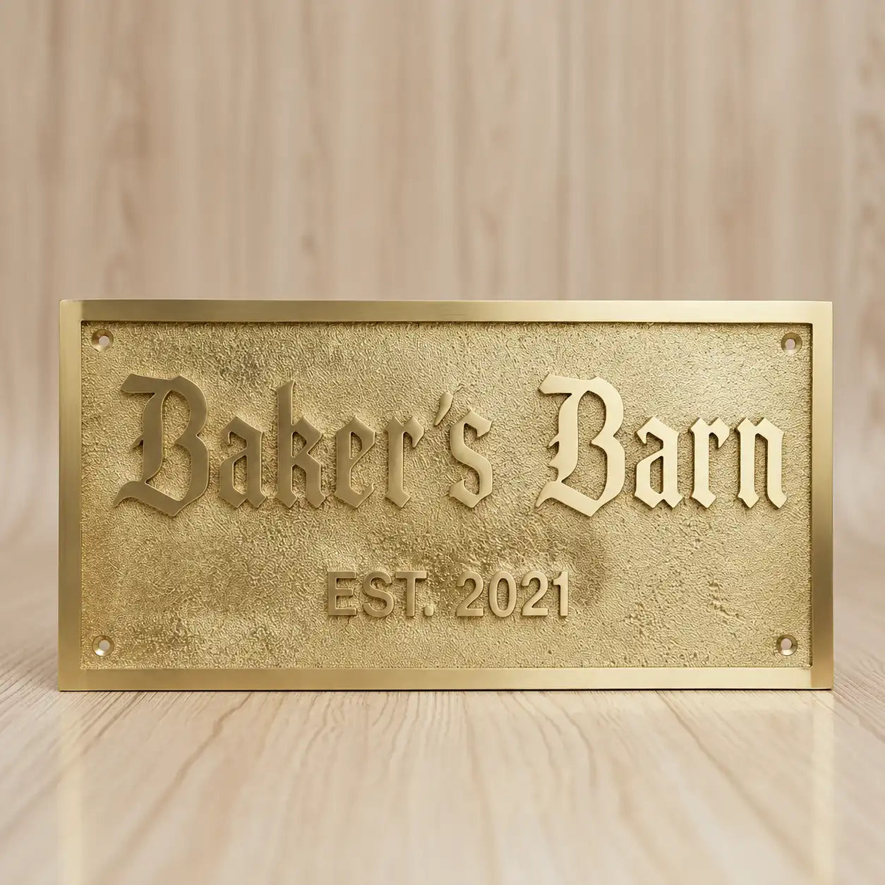 Custom personalized brass plaque for home or office display