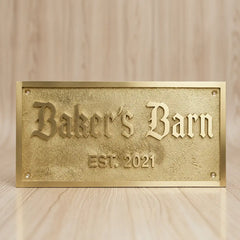Custom personalized brass plaque for home or office display