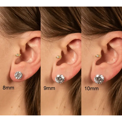 Boucles d'oreilles solitaires à 4 griffes avec diamants taille brillant 