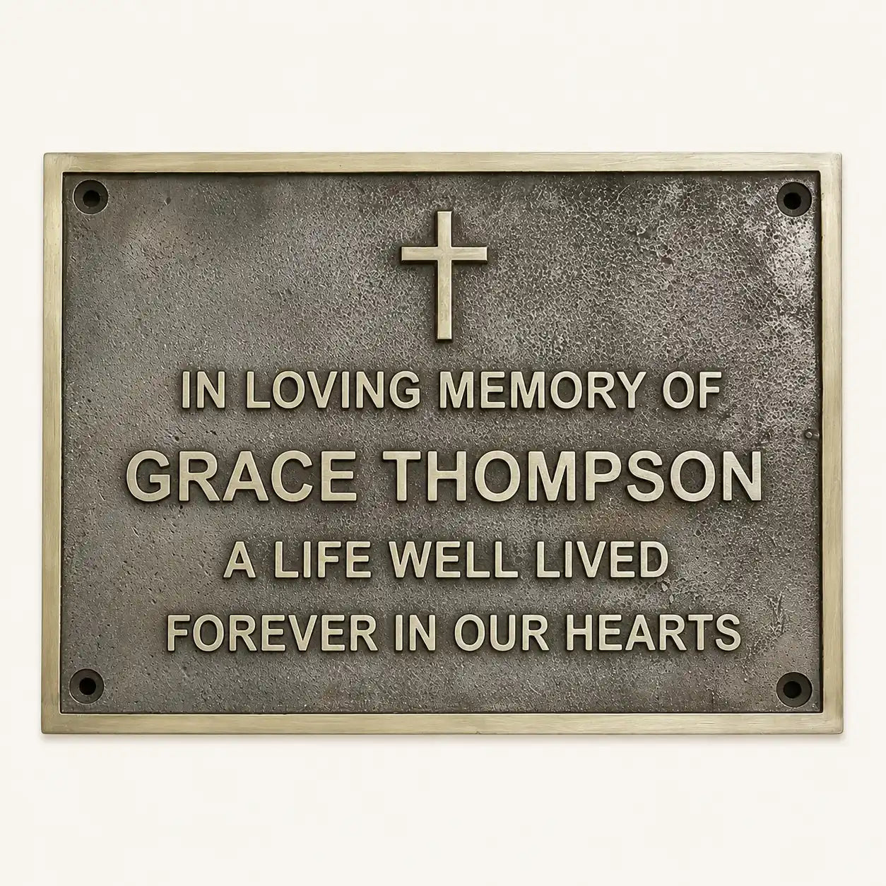 Custom brass and bronze memorial plaques with engraved lettering