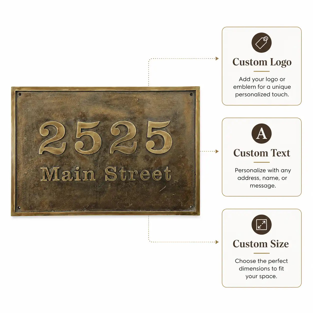 Custom engraved oval brass sign for front door and home entrance