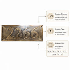 Solid oil-rubbed bronze house number plaque for outdoor display