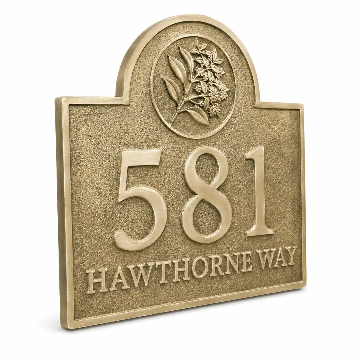 Premium brass address plaque with custom engraved lettering