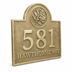 Premium brass address plaque with custom engraved lettering