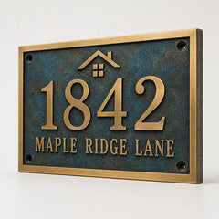 Custom oil-rubbed bronze address plate for front door or gate