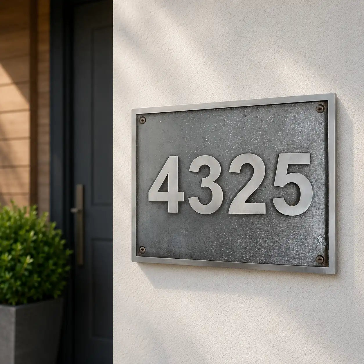 Solid bronze address plaque with personalized house number and name