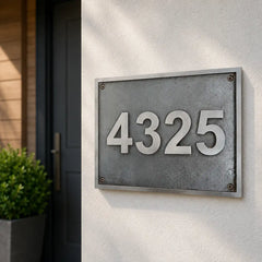 Solid bronze address plaque with personalized house number and name