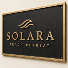 Custom engraved brass house number plaque for front door, gate, or home entrance