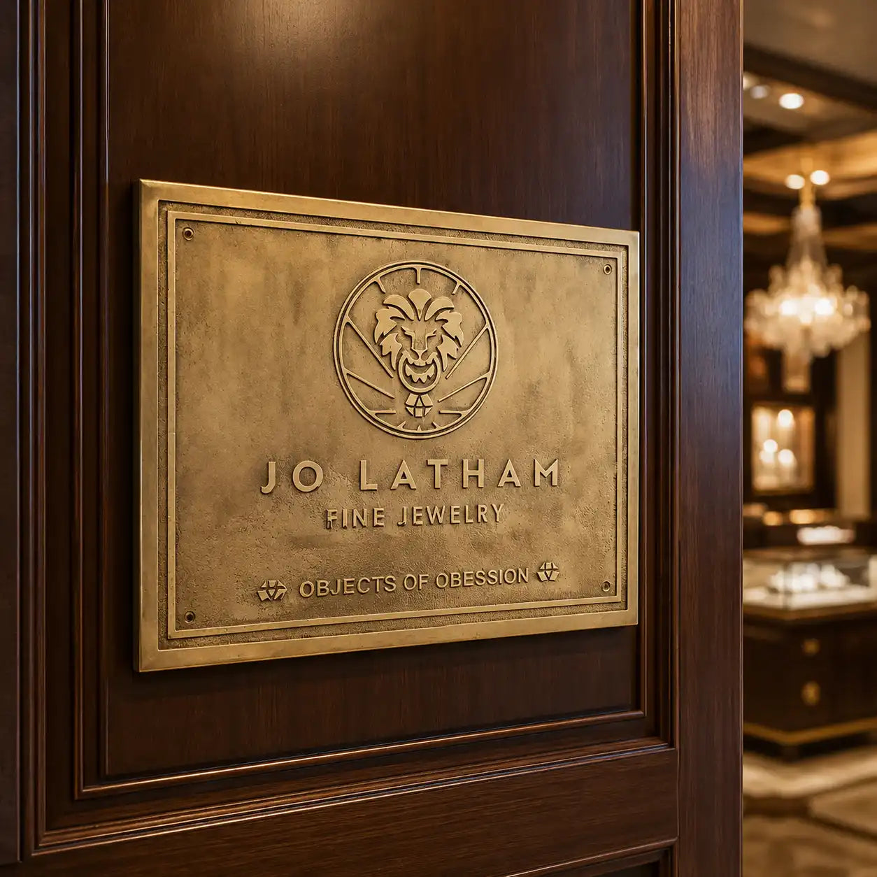 Elegant brass address sign with custom engraving for front entrance
