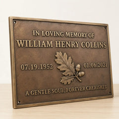 Custom engraved bronze plaque for cemetery headstones and markers