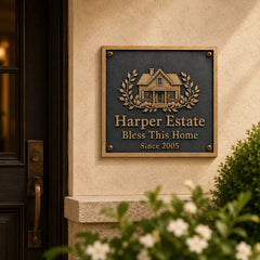 Custom engraved brass sign for doors, offices, and home entrances