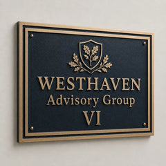Engraved brass house number plaque with timeless design and durable finish