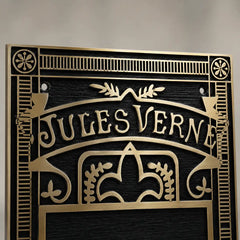 Personalized brass wall sign with black and silver finish