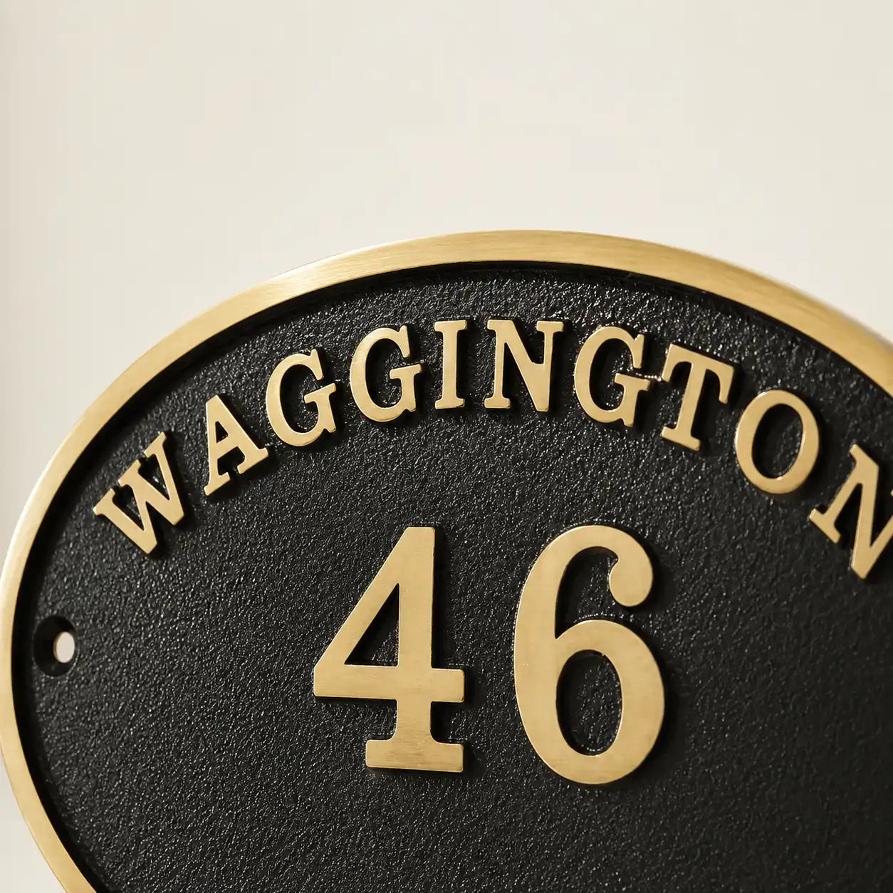 Solid brass oval house number sign for doors, gates, and walls