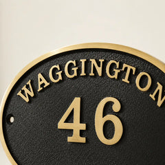 Solid brass oval house number sign for doors, gates, and walls
