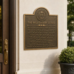 Historic house sign with engraved brass or bronze finish