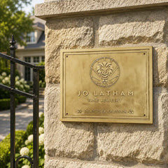 Personalized brass house address sign with durable engraved finish