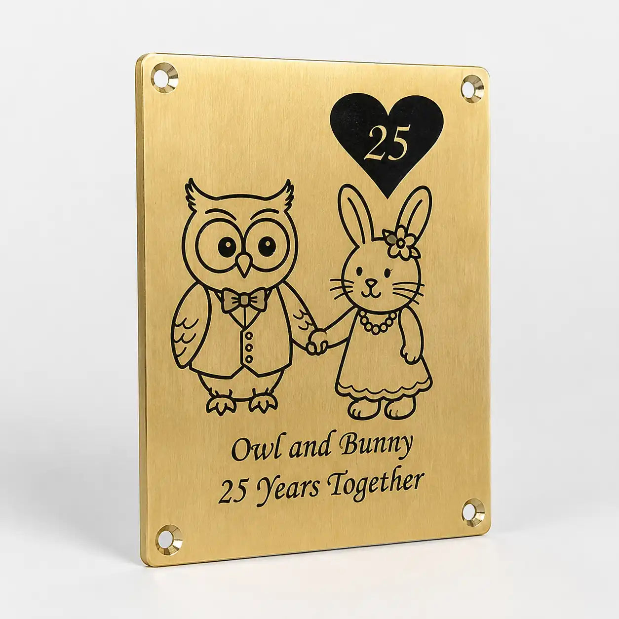 Personalized brass memorial plaque with custom engraved text