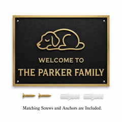 Personalized Custom Engraved Brass Plaque displayed with complete mounting hardware for easy wall fixing.