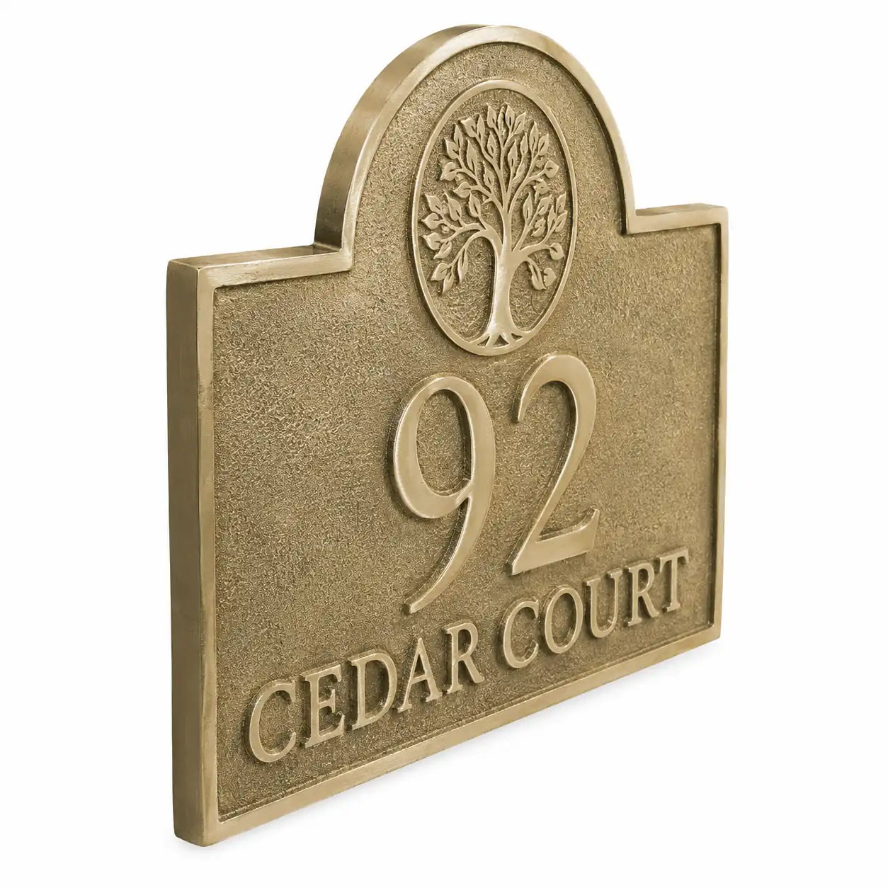 Handcrafted brass address plaque for outdoor home display