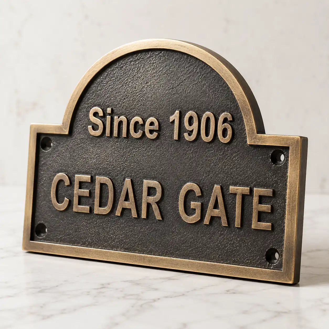 Engraved bronze address plaque with custom house number and family name