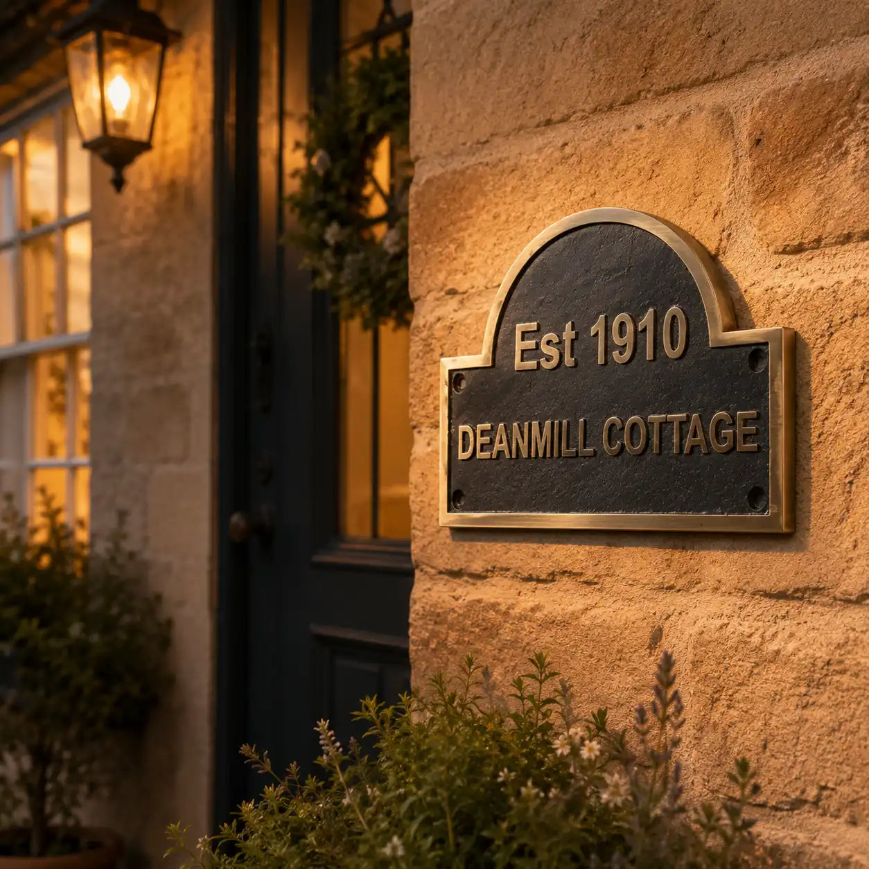 Custom engraved bronze address plaque for outdoor home display