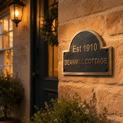 Custom engraved bronze address plaque for outdoor home display
