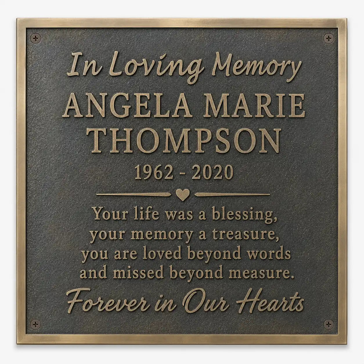 Bronze memorial plaque for honoring loved ones and achievements
