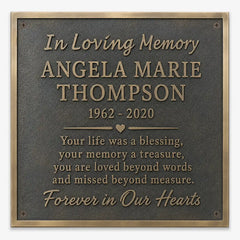 Bronze memorial plaque for honoring loved ones and achievements