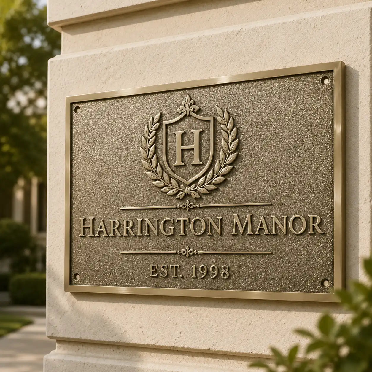 Solid brass address sign with personalized engraving for residential homes