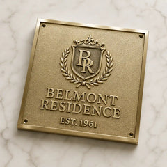 Solid brass plaque with customized engraving