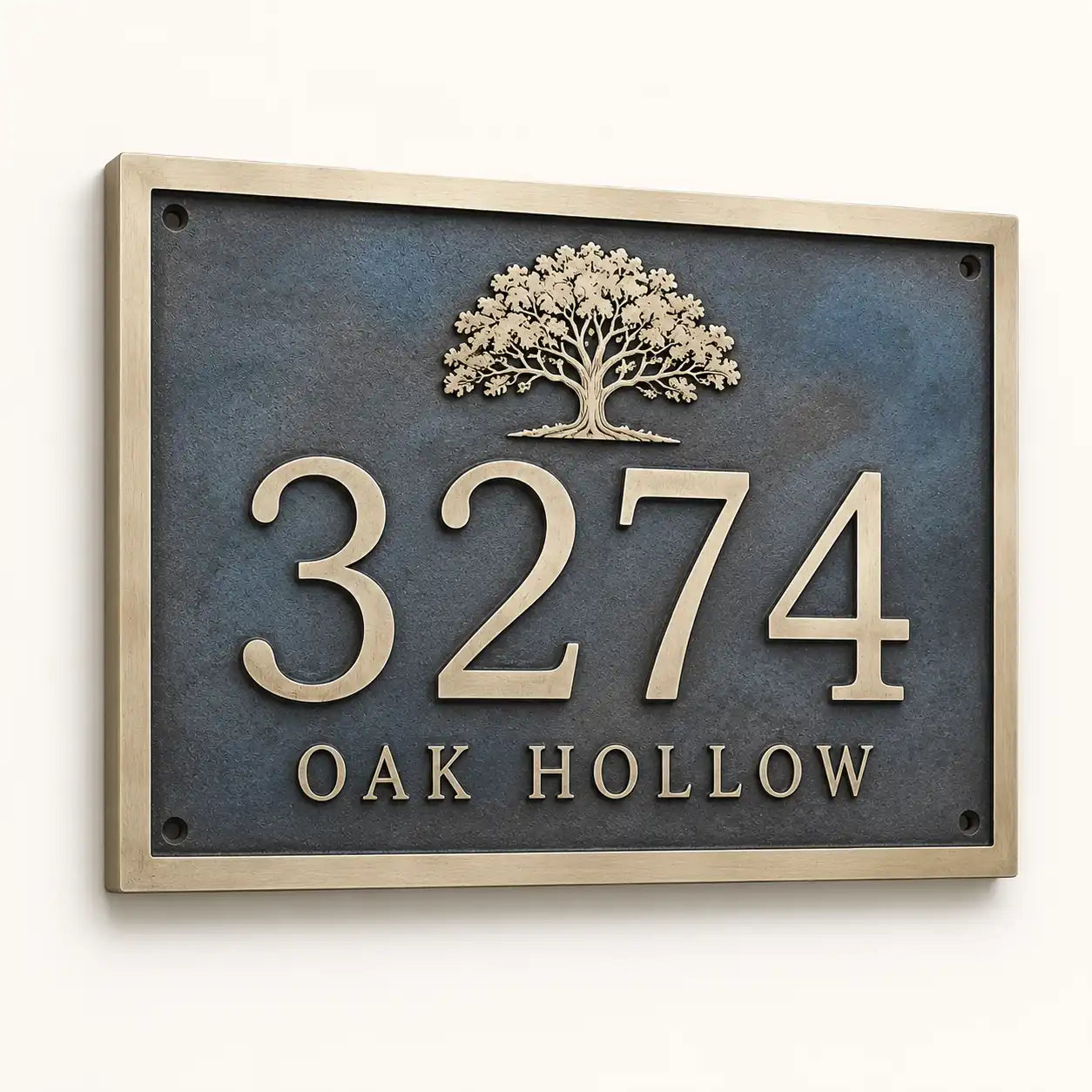Solid brass house number sign for front door
