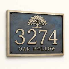 Solid brass house number sign for front door