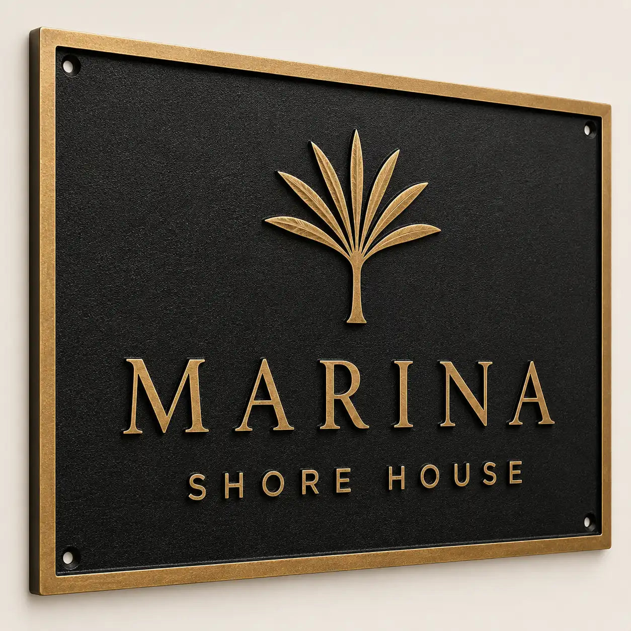 Engraved brass address plaque with house number